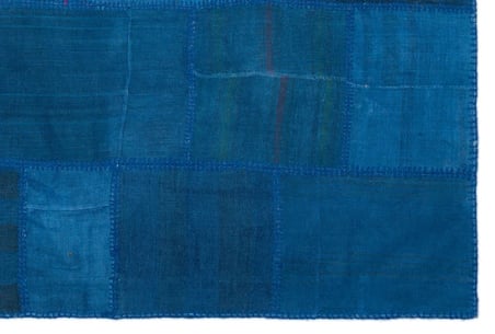 Mavi El Dokuma Yün Kilim Patchwork Etnik Salon Modeli Mutfak Yatak Odası