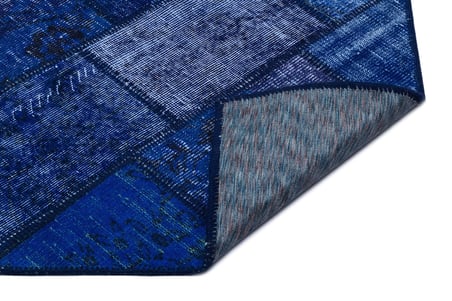 Mavi El Dokuma Yün Halı Eskitme Modern Stil Koridor Salon Yatak Odası Geometrik