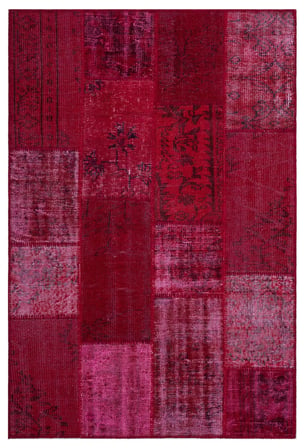 Kırmızı Patchwork Desenli Salon Halısı El Dokuma Yatak Odası
