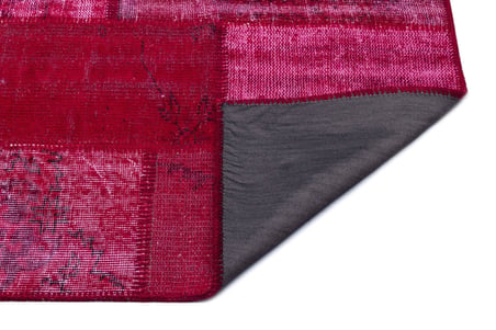 Kırmızı Patchwork Desenli Salon Halısı El Dokuma Yatak Odası