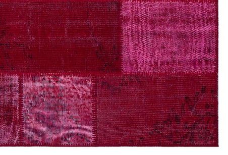 Kırmızı Patchwork Desenli Salon Halısı El Dokuma Yatak Odası