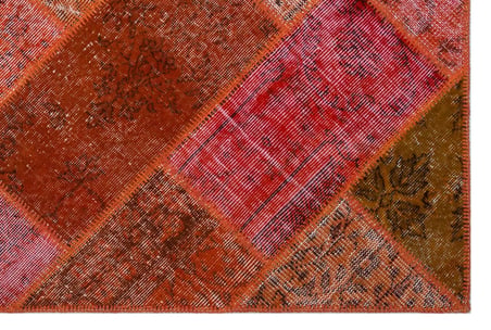 Kırmızı Geometrik Desenli El Dokuma Salon Halısı Yatak Odası