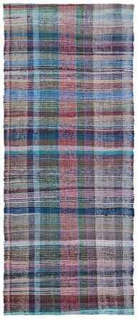 Mor Çok Renkli Modern Çizgili Yün Pamuk El Dokuma Kilim Mutfak