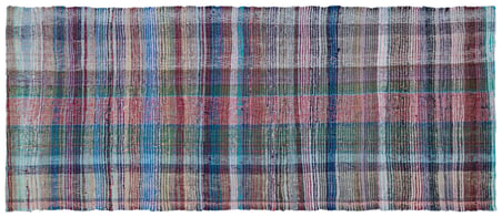 Mor Çok Renkli Modern Çizgili Yün Pamuk El Dokuma Kilim Mutfak