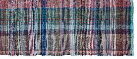 Mor Çok Renkli Modern Çizgili Yün Pamuk El Dokuma Kilim Mutfak