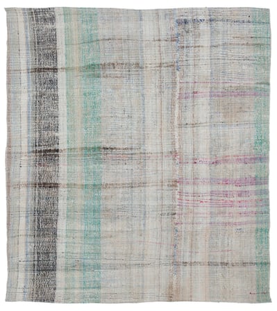 Ekru Bej Soyut Desenli El Dokuma Kilim Salon Yatak Odası Modern Eskitme