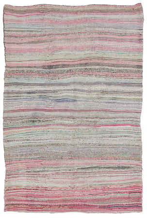 Çok Renkli Çizgili Modern El Dokuma Yün Pamuk Kilim Çocuk Odası
