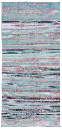 Mavi El Dokuma Kilim Çizgili Modern Salon Koridor Kilimi Yün Pamuk