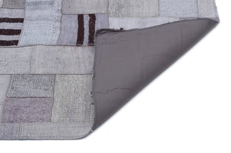 Gri Krem Geometrik Desenli El Dokuma Modern Salon Kilimi Koridor