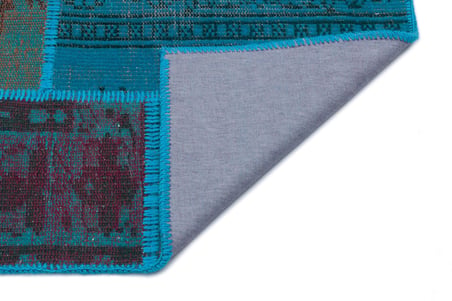 Turkuaz Patchwork El Dokuma Salon Halısı Modern Bohem Stili Mutfak Yatak Odası