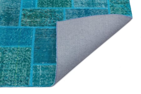 Turkuaz Geometrik Desenli Modern Salon Halısı El Dokuma Koridor