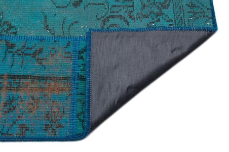 Turkuaz Patchwork El Dokuma Salon Halısı Yün Pamuk Mutfak Yatak Odası
