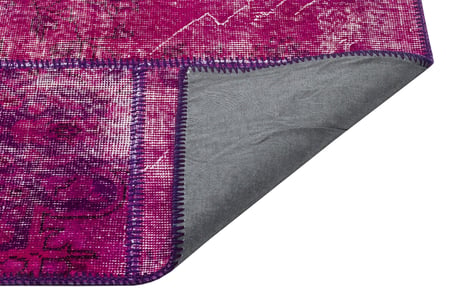 Pembe Patchwork El Dokuma Halı Yün Pamuk Eskitme Modern Salon