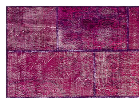 Pembe Patchwork El Dokuma Halı Yün Pamuk Eskitme Modern Salon