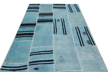 Mavi Geometrik Desenli El Dokuma Kilim Salon Yatak Odası İçin