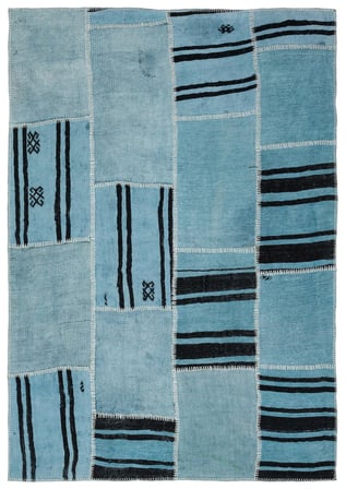 Mavi Geometrik Desenli El Dokuma Kilim Salon Yatak Odası İçin