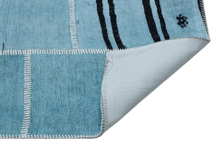 Mavi Geometrik Desenli El Dokuma Kilim Salon Yatak Odası İçin