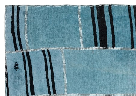 Mavi Geometrik Desenli El Dokuma Kilim Salon Yatak Odası İçin
