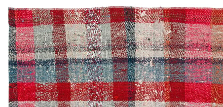 Kırmızı El Dokuma Kilim Modern Geometrik Desenli Salon Kilimi Yün Pamuk