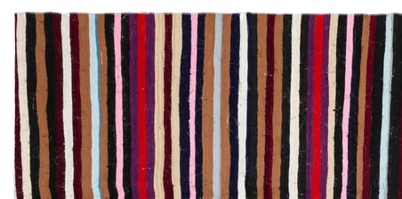 Çok Renkli Çizgili El Dokuma Salon Kilimi Yün Pamuk Etnik Kilim