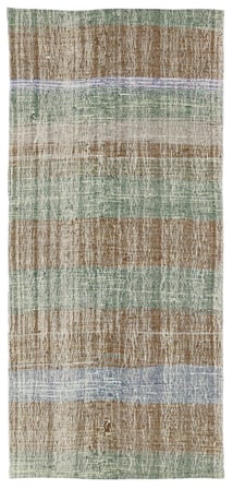 Modern Çizgili El Dokuma Yün Pamuk Kilim Yeşil Salon ve Koridor