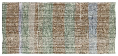 Modern Çizgili El Dokuma Yün Pamuk Kilim Yeşil Salon ve Koridor
