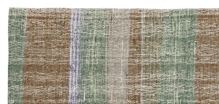 Modern Çizgili El Dokuma Yün Pamuk Kilim Yeşil Salon ve Koridor