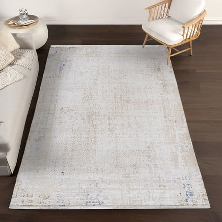 Krem Soyut Desenli Eskitme Halı Modern Salon ve Koridor İçin Kaymaz Tabanlı