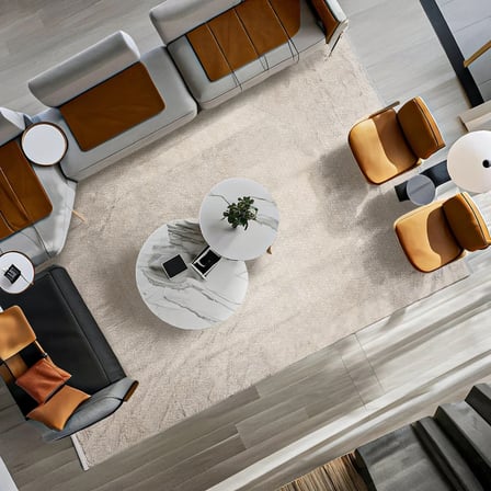 Geometrik Desenli Krem Salon Halısı Dijital Baskı Kaymaz Tabanlı Koridor Modeli