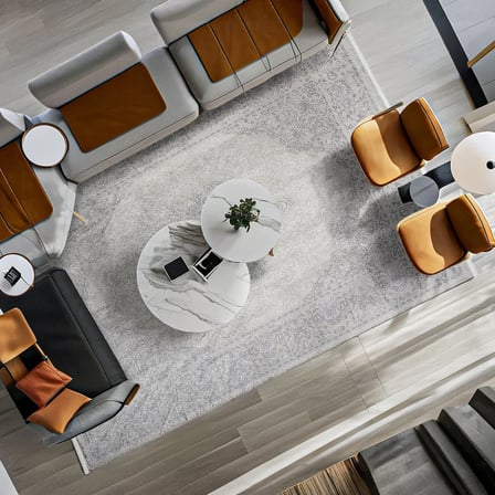 Krem Gri Madalyon Desenli Salon Halısı Klasik Stil Koridor Uyumlu