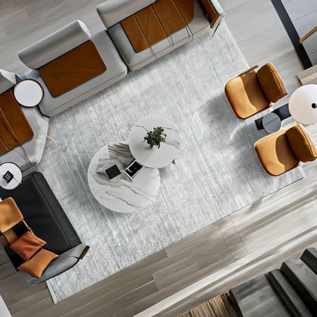 Gri Modern Soyut Desenli Parlak Yüzeyli Salon Halısı Koridor