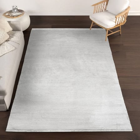 Gri Salon Halısı Modern Düz Gümüş Tonlu Makine Dokuma Koridor Yatak Odası