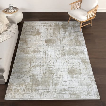 Krem Soyut Desenli Modern Salon Halısı Yumuşak Doku Koridor Eskitme Vintage Görünüm