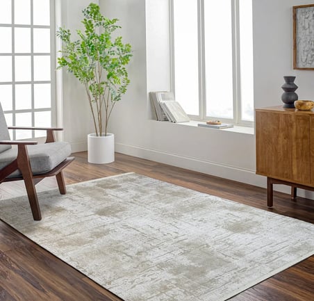 Krem Soyut Desenli Modern Salon Halısı Yumuşak Doku Koridor Eskitme Vintage Görünüm