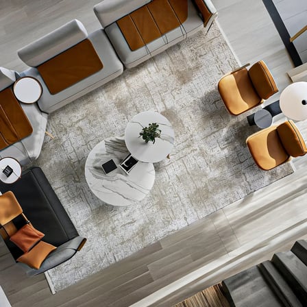 Krem Soyut Desenli Modern Salon Halısı Yumuşak Doku Koridor Eskitme Vintage Görünüm