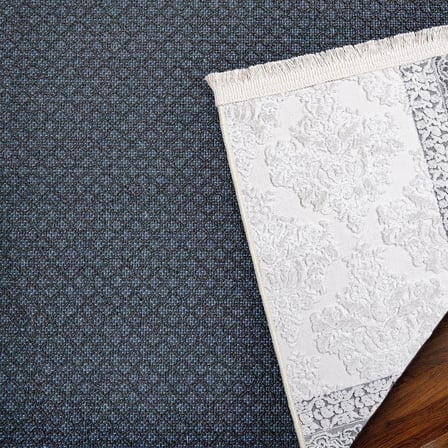 Krem Gri Bordürlü Klasik Salon Halısı Kabartmalı Doku Koridor