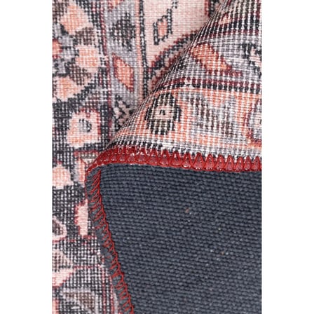 Bordo Kiremit Eskitme Madalyon Desenli Salon Halısı Dijital Baskı