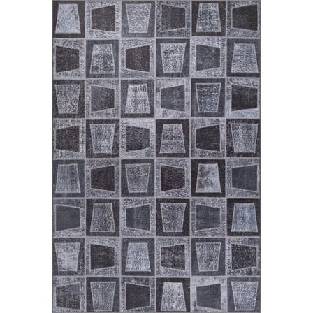 Antrasit Gri Modern Geometrik Desenli Salon Halısı Dijital Baskı