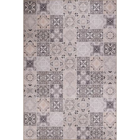 Gri Modern Geometrik Salon Halısı Dijital Baskı Kaymaz Tabanlı