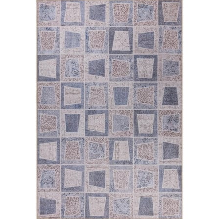 Mavi Indigo Geometrik Desenli Salon Halısı Dijital Baskı Modern Tarz