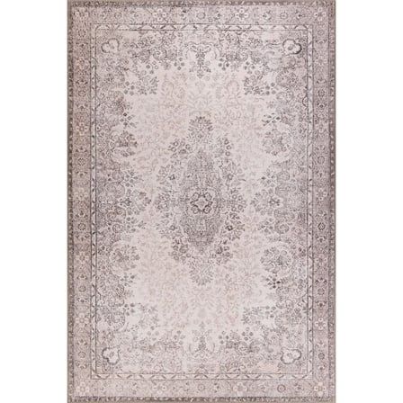 Gri Klasik Madalyon Desenli Dijital Baskı Salon Halısı Koridor