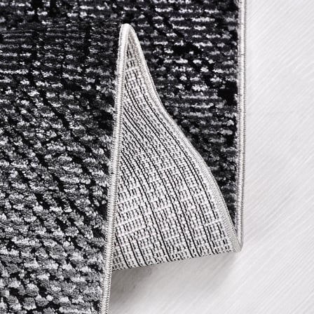 Siyah Modern Geometrik Desenli Akrilik Salon Halısı Gri Koridor