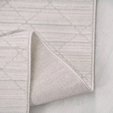 Krem Geometrik Kabartmalı Modern Salon Halısı Koridor Yatak Odası