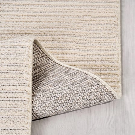 Krem Modern Salon Halısı Çizgili Kabartmalı Doku Polyester Koridor Yatak Odası