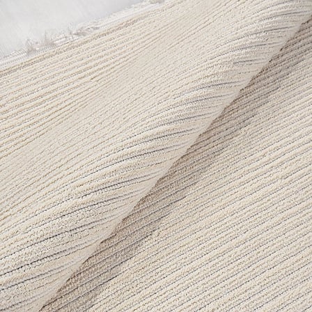 Krem Modern Salon Halısı Çizgili Kabartmalı Doku Polyester Koridor Yatak Odası