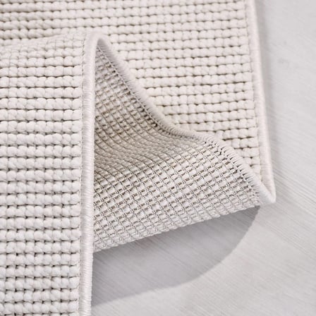 Krem Modern Kabartmalı Çizgili Salon Halısı Toz Vermez Çocuk Odası Polyester