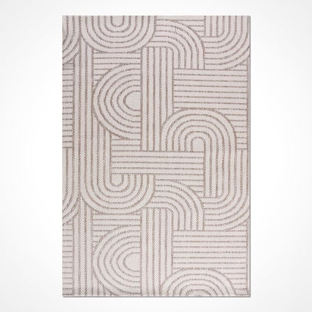 Bej Geometrik Desenli Modern Salon Halısı Toz Vermez Koridor
