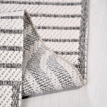 Gri Geometrik Modern Salon Halısı Ekru Dokulu Makine Dokuma Koridor