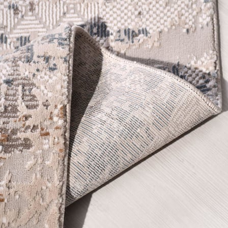 Gri Modern Soyut Desenli Salon Halısı Kabartmalı Doku Koridor