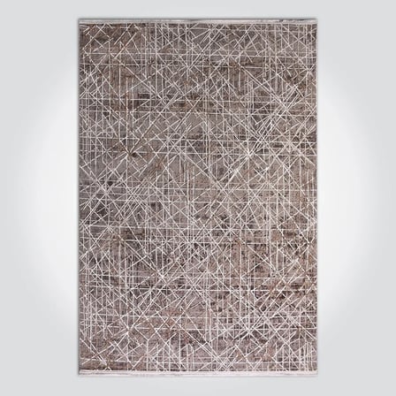Gri Modern Geometrik Desenli Salon Halısı Kabartmalı Koridor